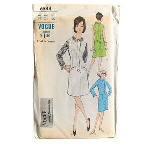 Vintage Vogue 6544 Sewing Pattern 60s Dress Blouse Sizes 14 uncut